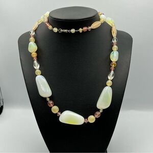 Unisex Vintage Large glass beaded urianum necklace